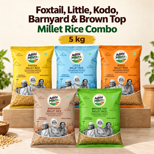 Dr. Khadar Millet Combo - Browntop, Kodo, Little, Barnyard, and Foxtail 5Kg