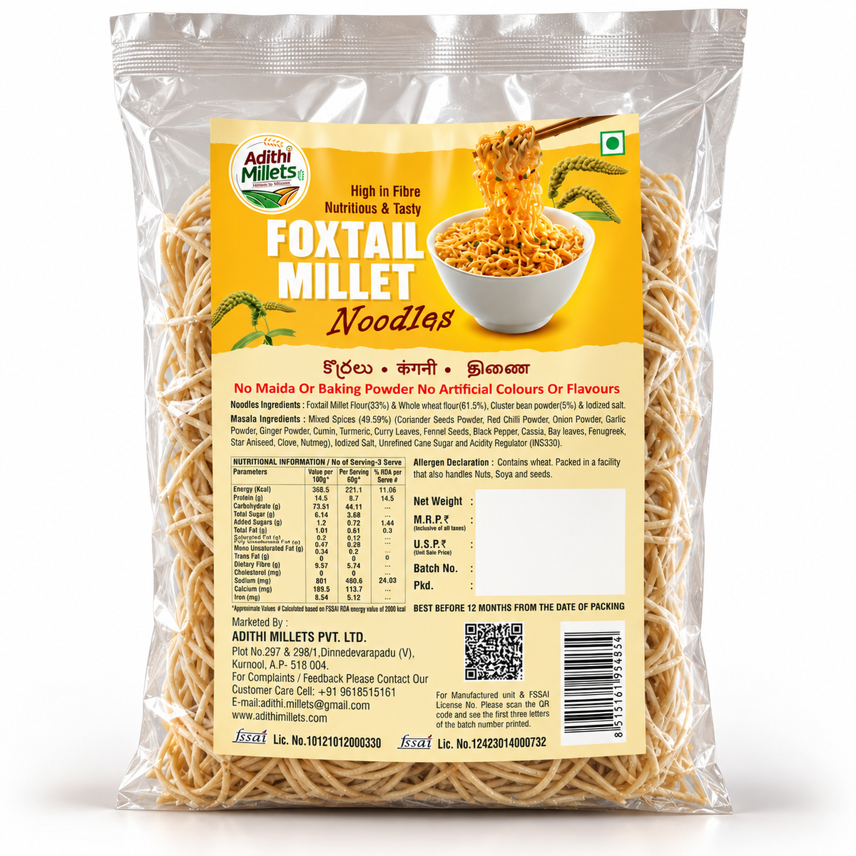 Foxtail Millet Noodles with Masala – 192 g